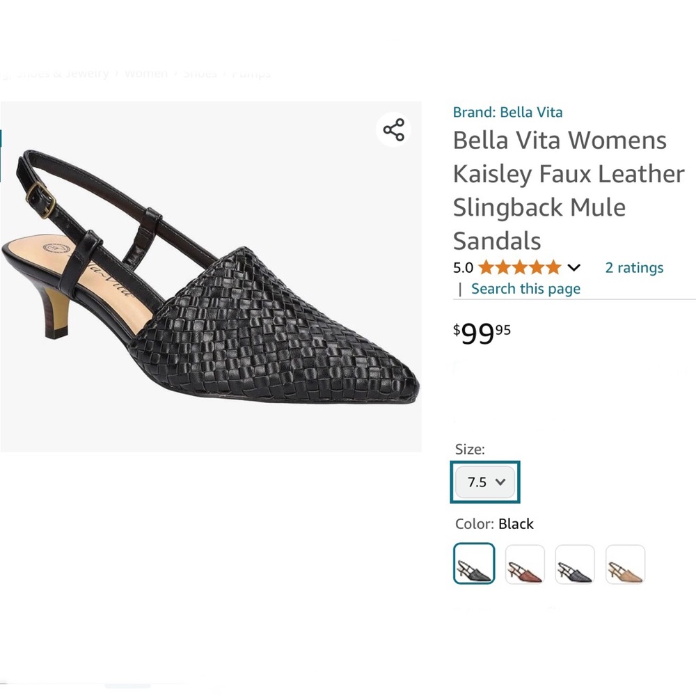 NWOB Bella Vita ‘Kaisley’ Black Slingback Mules - Picture 3 of 11
